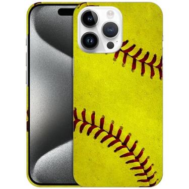 Imagem de SM CASES Capa para iPhone 15 Pro Max - Softball, Threads, design impresso em 3D, capa de plástico rígido compatível com iPhone 15 ProMax, branco
