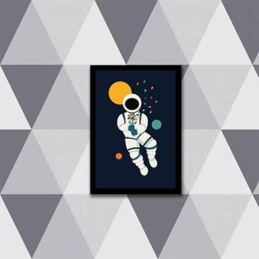 Imagem de Quadro Astronauta 45X34Cm - Com Vidro Moldura Preta - Quadros On-Line