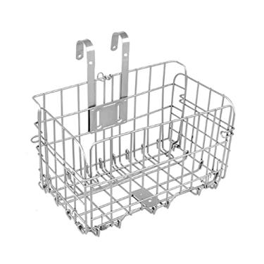 Imagem de Cesta de bicicleta traseira dobrável de malha de arame dobrável bolsa frontal removível cesta de bicicleta suspensa traseira bolsa de bicicleta rack de carga para acessórios de bicicleta de montanha