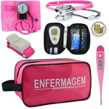 Imagem de Kit Enfermagem Esteto Com Medidor Glicose Aparelho Pressão - Love Saud