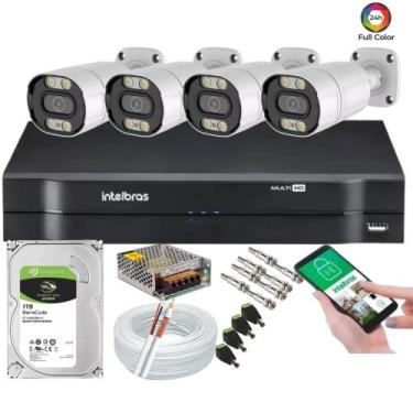 Imagem de Kit 4 Camera de Segurança Infravermelho Full Hd Colorida Dia Noite Dvr