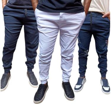 Imagem de Kit 3 Calças Jogger jeans masculina elastano a pronta entrega produto 