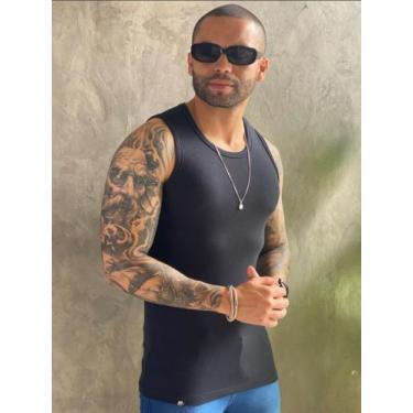 Imagem de Camiseta Masculina Regata Malha Ribana Slim Black, M