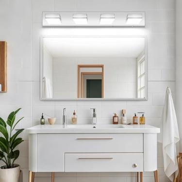 Imagem de Luz de espelho LED Arandelas de parede de banheiro 350° Rotativa de ângulo ajustável Arandela Espelho Armário Iluminação de parede para sala de estar quarto penteadeira banheiro (Luz branca prateada