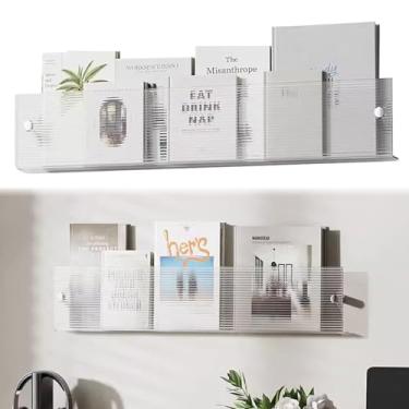 Imagem de Porta-revistas transparente para pendurar na parede, suporte de armazenamento de brochura de 80 cm, organizador de arquivos elegante para sala de estar e banheiro, suporte de catálogo versátil para