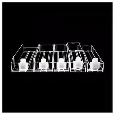 Imagem de Pacote com 20 empurradores de prateleira de gôndola com mola, prateleiras de exibição automáticas de acrílico para lojas de conveniência de varejo, organizadores de dispensador de cigarro, prateleiras