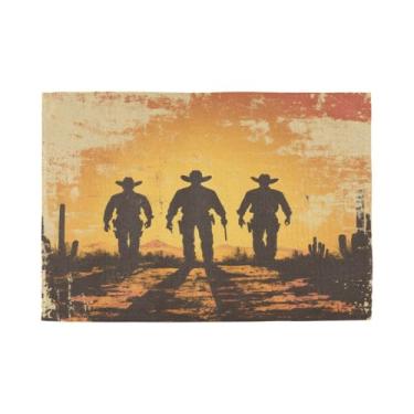 Imagem de Burbuja Jogo americano conjunto de 6, tapetes de mesa antiderrapantes laváveis retrô Cowboys, resistentes ao calor, para cozinha, mesa de jantar, ambientes internos e externos
