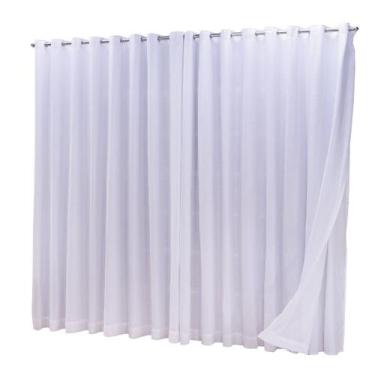 Imagem de Cortina Oxford com linho 2,80x2,30 Para Varão Duplo - Ludatex, Branco