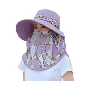Imagem de Chapéu De Pescador Feminino De Verão Com Aba Larga E Estampa, Proteção