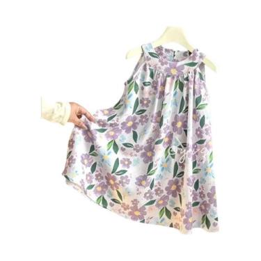 Imagem de Vestido Floral Com Decote Halter E Camadas Para Meninas, Vestido Casua
