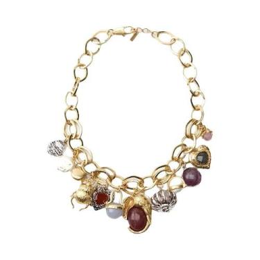 Imagem de Conjunto De Brincos E Colar De Resina Vintage Com Pedras Preciosas Em 