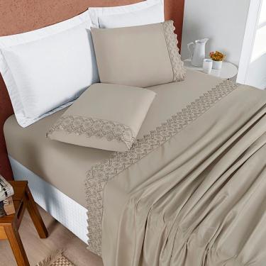Imagem de Jogo De Lençol Queen Nobless 200 Fios 4 Peças - Taupe