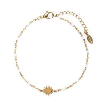 Imagem de Pulseira Feminina De Aço Inoxidável Com Esmalte Sol Para Festas Na Pra