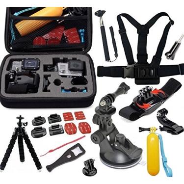 Imagem de Pacote com Aessórios para Go Pro Hero 5 Hero 6 Hero 7 Hero 8 SJ8 Xiaomi Sport Cam Kit Mala Média Pulso 360 Flutuador Ventosa Tripé Cinta Peito Cabeça Pau de Selfie Adaptador J (11 itens)