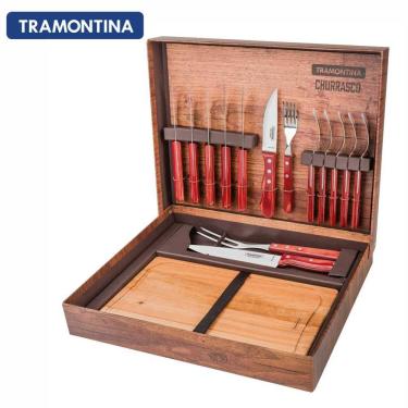 Imagem de Kit Churrasco Tramontina 15 Pçs Polywood Com Tábua