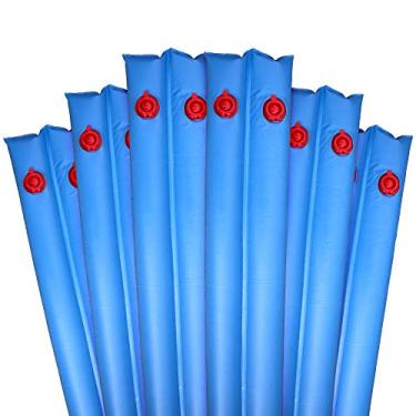 Imagem de Robelle Pacote com 6 pesos de cobertura de piscina de câmara dupla azul resistente de 2,4 m, vinil de 0,33 mm de espessura, sacos de água para piscina, tubos de água