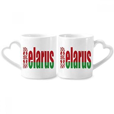 Imagem de Belar Country Flag Name Couple Porcelain Mug Set Ceramic Lover Cup Heart Handle