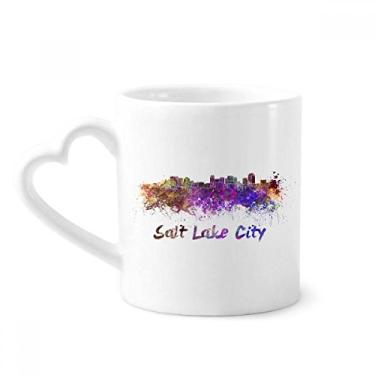 Imagem de Salt Lake City America City Caneca Aquarela Café Cerâmica Copos Copo Coração Vidro