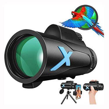 Imagem de Telescópio monocular 12x50, Lente objetiva de vidro HD FMC Prisma BAK4 com suporte para smartphone e tripé, monóculo com ajuste dióptrico à prova d'água para viagens de observação de pássaros