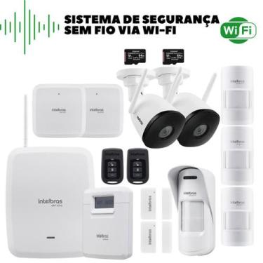 Imagem de Kit Intelbras Wifi Sem Fio C/ Alarme Amt 8000 E 2 Câmeras Ex