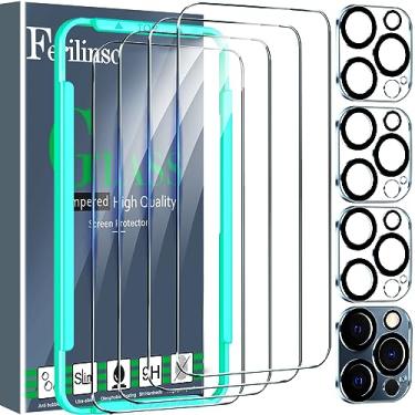 Imagem de Ferilinso Pacote com 4 controles de tela para 666666666666 com 4 pacotes de protetor de lente de câmera de vidro temperado compatível com capa para celular Ultra Accessories Protector de Pantalla para