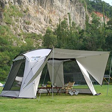 Imagem de Barraca de acampamento, barraca pop-up com varanda para 5-8 pessoas Tendas de acampamento instantâneas, tenda de cúpula familiar leve de porta dupla com bolsa de transporte para família ao ar livre