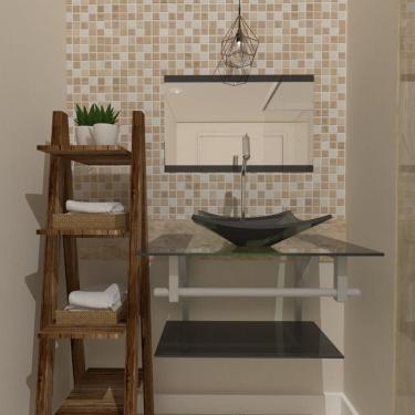 Imagem de Gabinete de Vidro 70cm com Cuba Quadrada Grafite