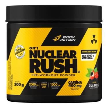 Imagem de Pré Treino 300g Nuclear Rush Cafeína Beta Alanina Bodyaction, Guaraná