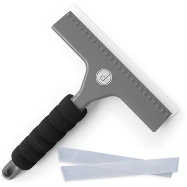 Imagem de (Grey) - Squeegee for Shower, Window and Car Glass - 2 Extra Silicone Replacement Blades - Foam Handle - Colour Grey