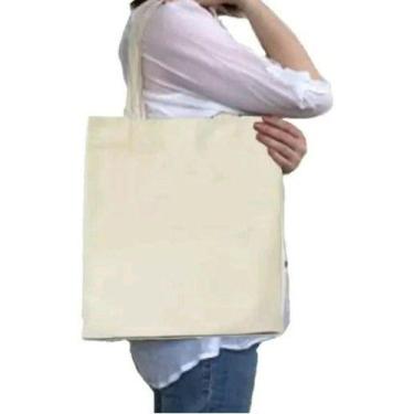 Imagem de Kit com 5 Sacolas Ecobag 40x40cm lisa - 100% algodão cru - T2Click