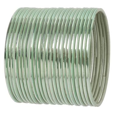 Imagem de Touchstone NOVO Bollywood indiano moda estilo moderno muito atraente texturizado cor pistache enchimento de pulso fino designer joias pulseiras pulseiras. Conjunto de 24 para mulheres., Sem pedras preciosas