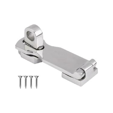 Imagem de QccHieUs Fivela de porta de barco, trava resistente, acessório de barco, peças de reparo, cadeado de aço inoxidável prateado profissional, dobradiça de, com Parafuso