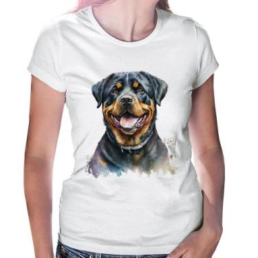 Imagem de Baby Look Cachorro Rottweiler - Foca na Moda, Branco, M