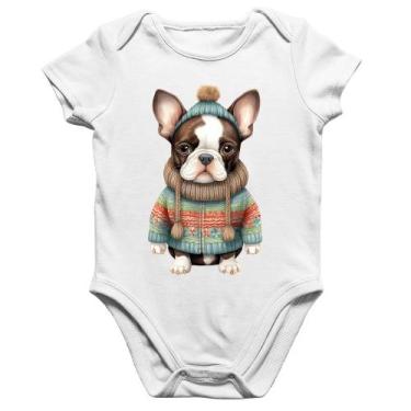 Imagem de Body Bebê Algodão Cachorro Bulldog Francês Natalino - Foca na Moda, Br