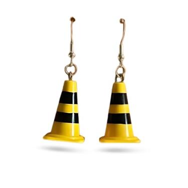 Imagem de Brincos de cone de trânsito | brincos pendentes brilhantes e peculiares para motoristas, acessórios laranja modernos e incomuns, presente engraçado de aniversário de festa, Normal, Plástico Metal, Sem