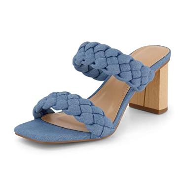 Imagem de Dunes Sandália feminina de salto trançado Iris + palmilhas de espuma viscoelástica, Jeans, 7