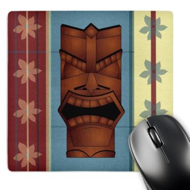 Imagem de 3dRose Mouse pad LLC 20 x 20 x 0,63 cm, máscara Tiki tropical de grão de madeira (mp_77491_1)