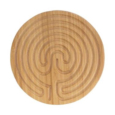Imagem de BambooMN Cretan Style 7 Circuit Bamboo Finger Labyrinth – 6” Carbonized Brown – 1 Unit 