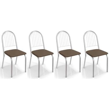 Imagem de Cadeira Sala De Jantar Noruega 2c077 Kit 4 Un Cromado-marrom 21 - Kappesberg