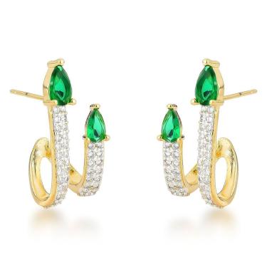 Imagem de Brincos De Luxo Com Cristais Zircônias E Banho De Ouro 18k