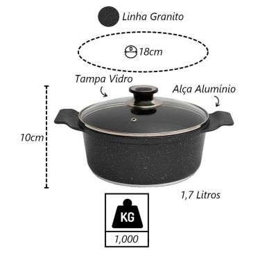 Imagem de Caçarola Panela Granito Antiaderente Gourmet Javali Aa 18cm