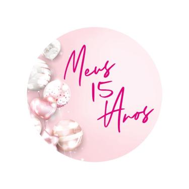 Imagem de Adesivos Personalizados Meus 15 Anos 5x5cm Rosa