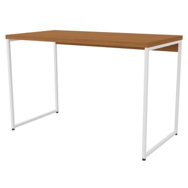 Imagem de Mesa Escrivaninha Retangular Li002 Industrial MDP 118 cm Branco Canela com Pés Reto par...