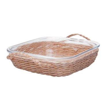 Imagem de Refratário De Vidro Resistente Ao Calor Com Suporte Em Fibra Natural 25,5x23x5cm Wolff