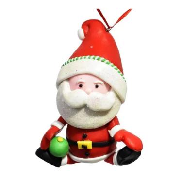 Imagem de Enfeite Boneco Para Pendurar Papai Noel Vermelho E Branco Em Biscuit Cromus