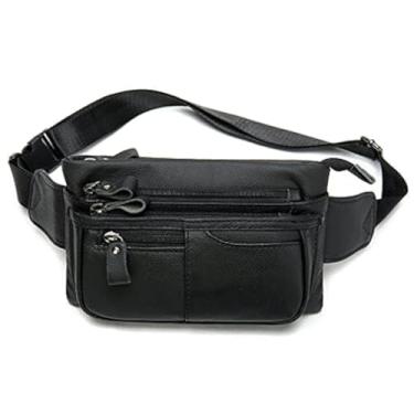Imagem de Hebetag Pochete de couro para homens e mulheres, viagens, atividades ao ar livre, esportes, corrida, caminhada, quadril, cinto fino para celular, bolsa casual tipo carteira, #05black, One Size