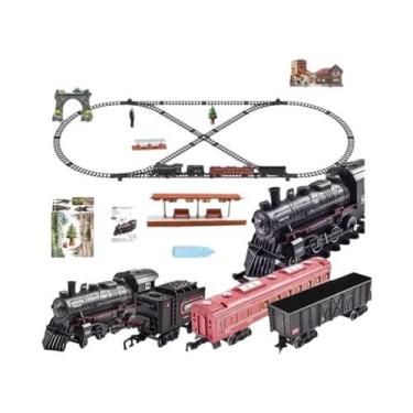 Imagem de Conjunto De Trem Elétrico a Bateria Com Fumaça, Luz E Som De Locomotiv
