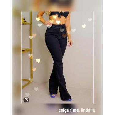 Imagem de Calça jeans flare com elastano, preta. - Abacaxi com pimenta jeans , 3