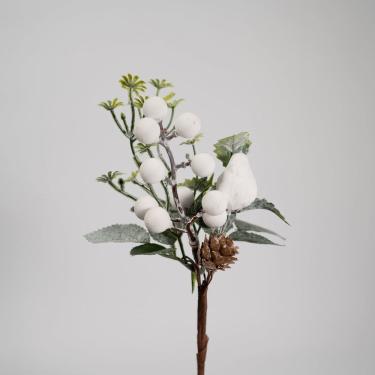 Imagem de Kit 6 Ramos Artificial Frutas Brancas Decoração Natal 18cm