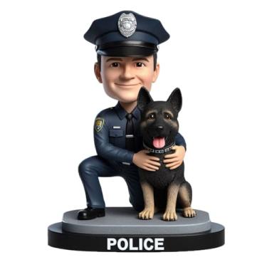 Imagem de Personalizado Clay Police Officer & K - 9 Bobblehead Hugging from Your Photo Delightful Gift for Dad Colleague Partner Loyalty Vibe Desktop Decor Artesanal Memento